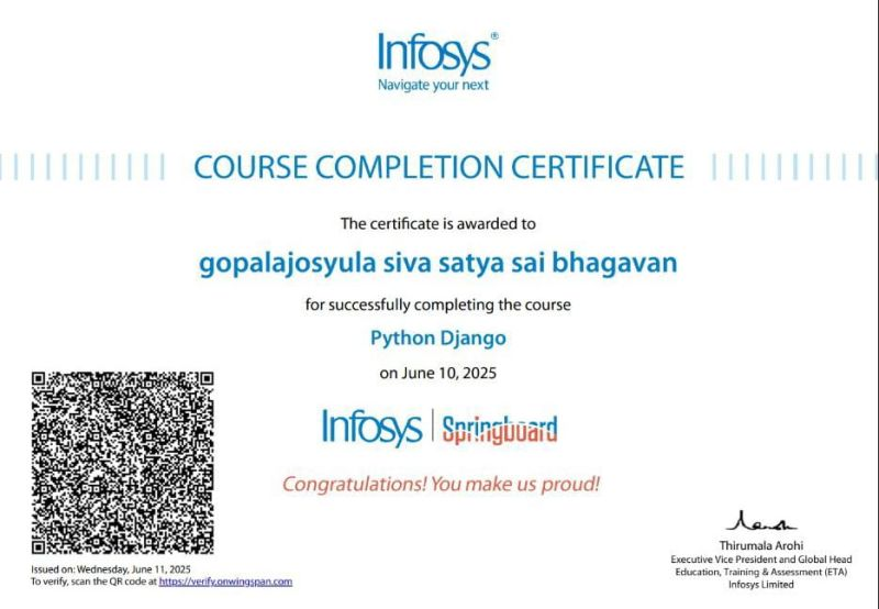 Infosys Django Web Dev